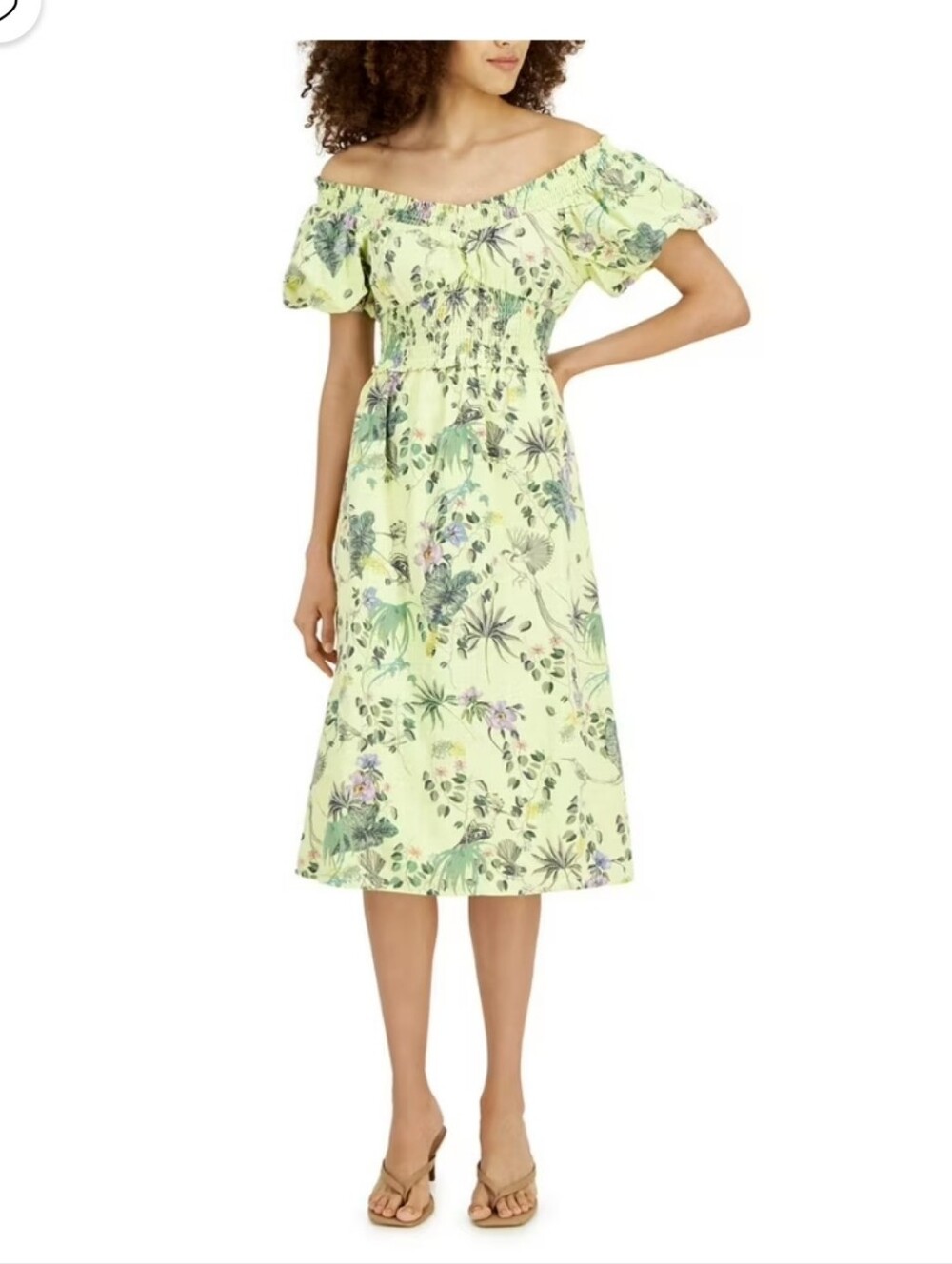 INC International Concepts Lemon Floral COTTON Midi Dress